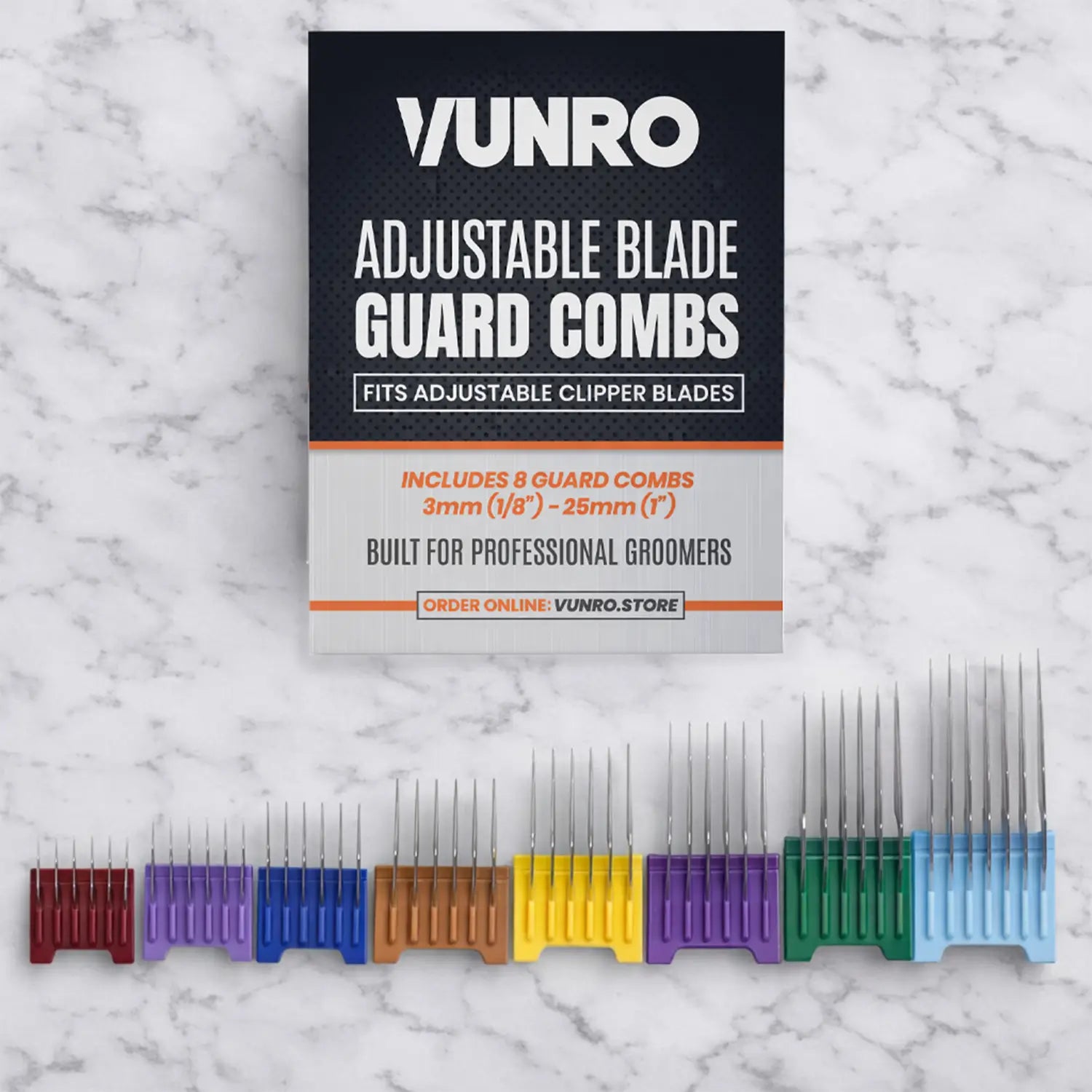 Eight Piece Guard Comb Set (Adjustable Blade Compatible)